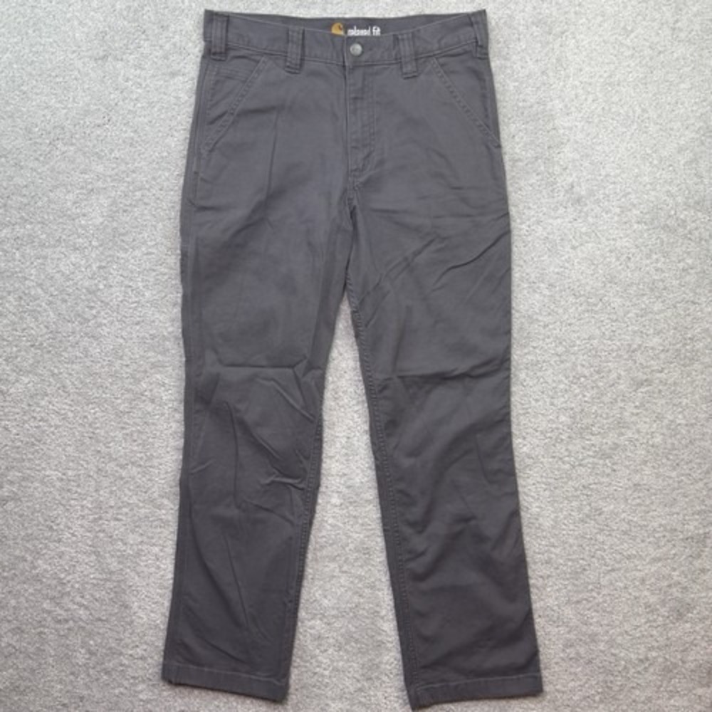 Carhartt Rigby Rugged Flex Canvas Work Pants Men's 31x32 Gravel Gray Relaxed Fit